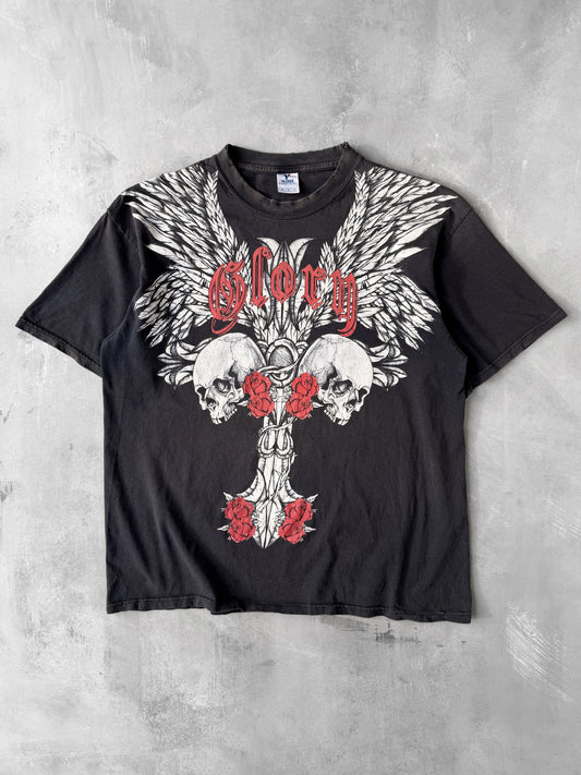 Skulls and Angel Wings T-Shirt Y2K - XL