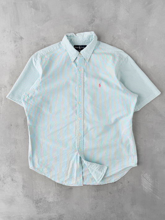 Ralph Lauren Seersucker Stripe Shirt 90's - Large