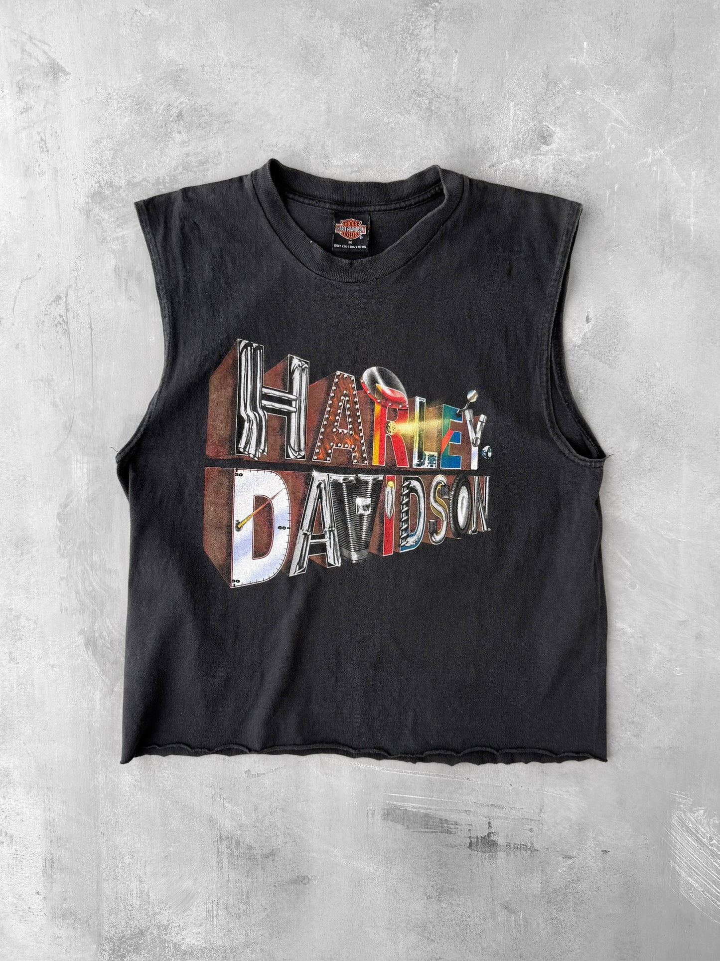 Harley-Davidson Cropped Tank Top Y2K - Medium