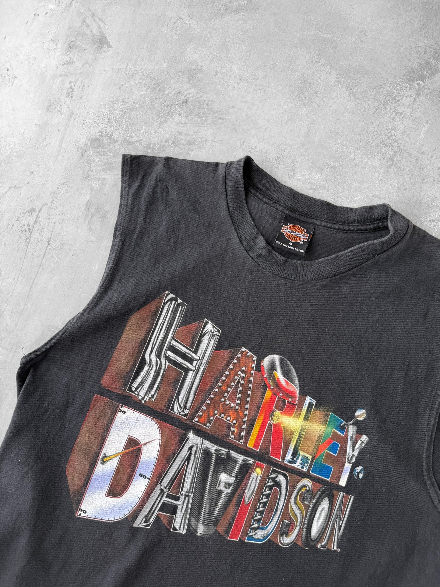 Harley-Davidson Cropped Tank Top Y2K - Medium