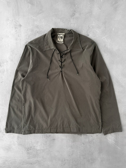 Lace Up Collar Pullover Y2K - Medium