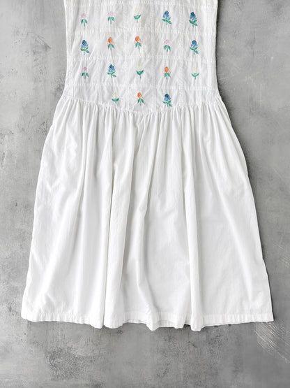 White Drop-Waist Dress 80's - Medium