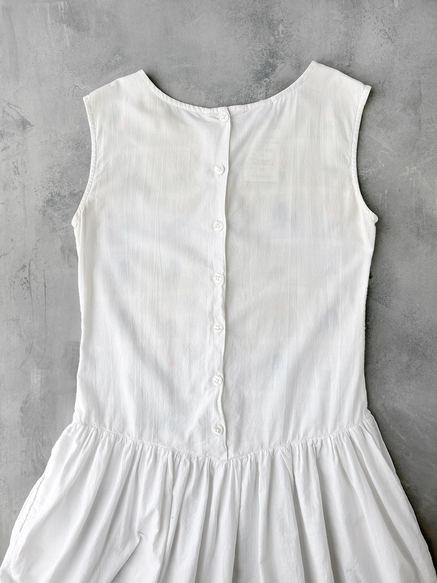 White Drop-Waist Dress 80's - Medium