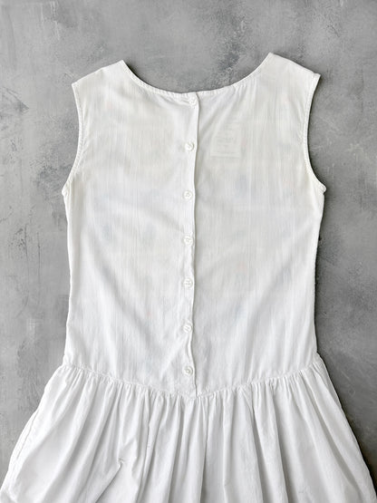 White Drop-Waist Dress 80's - Medium