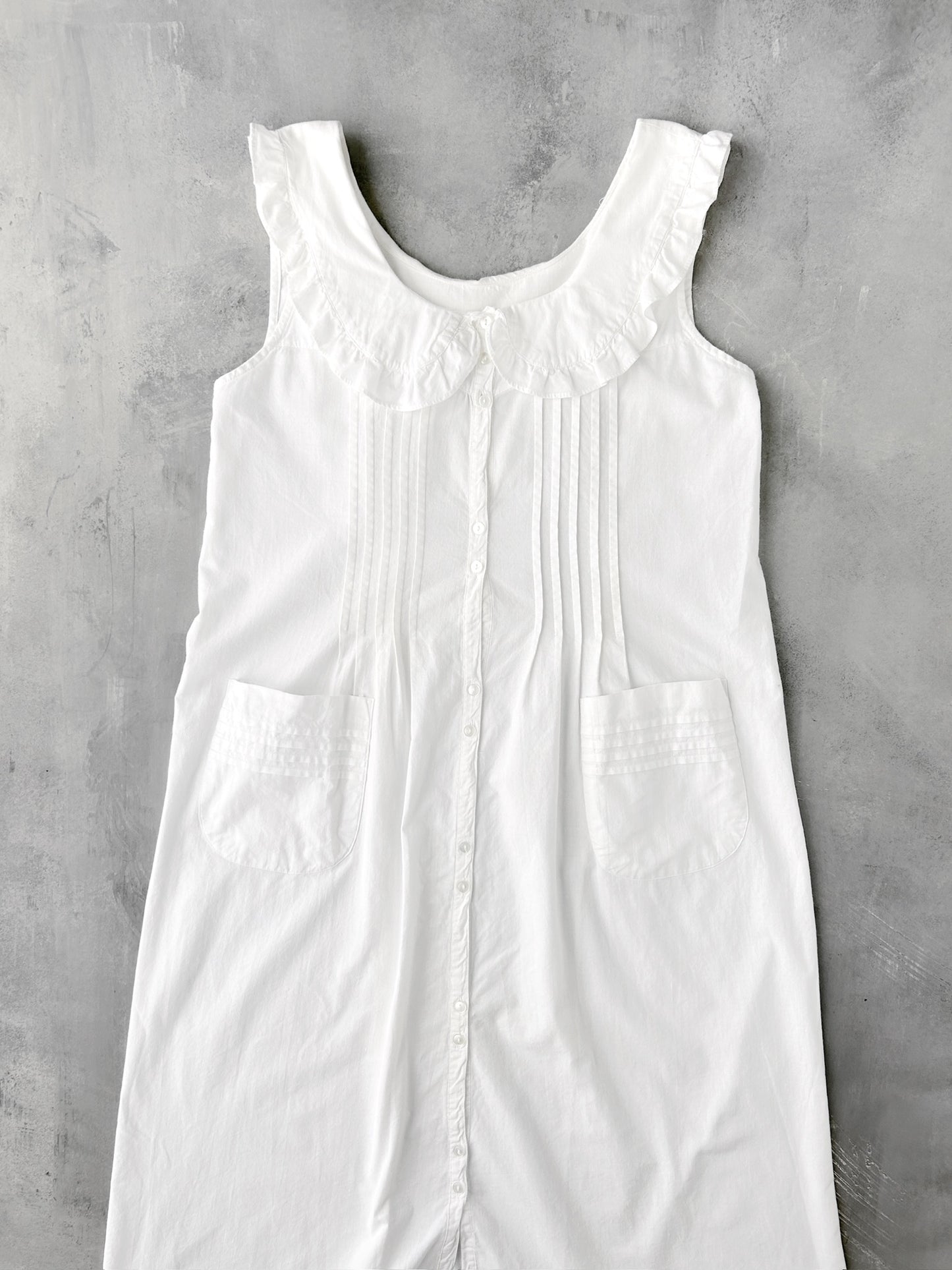 White Cotton Nightgown Dress 80's - Small / Medium