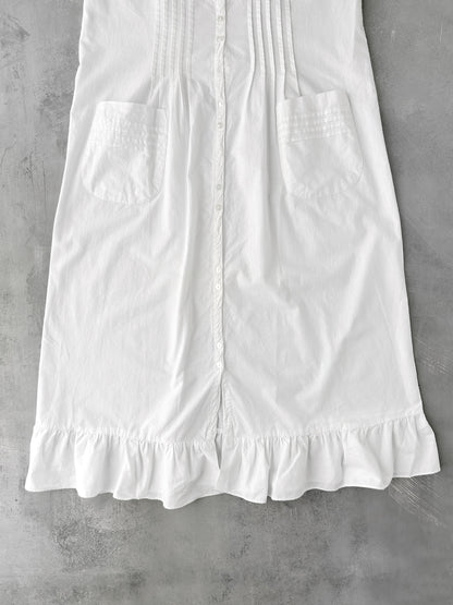 White Cotton Nightgown Dress 80's - Small / Medium