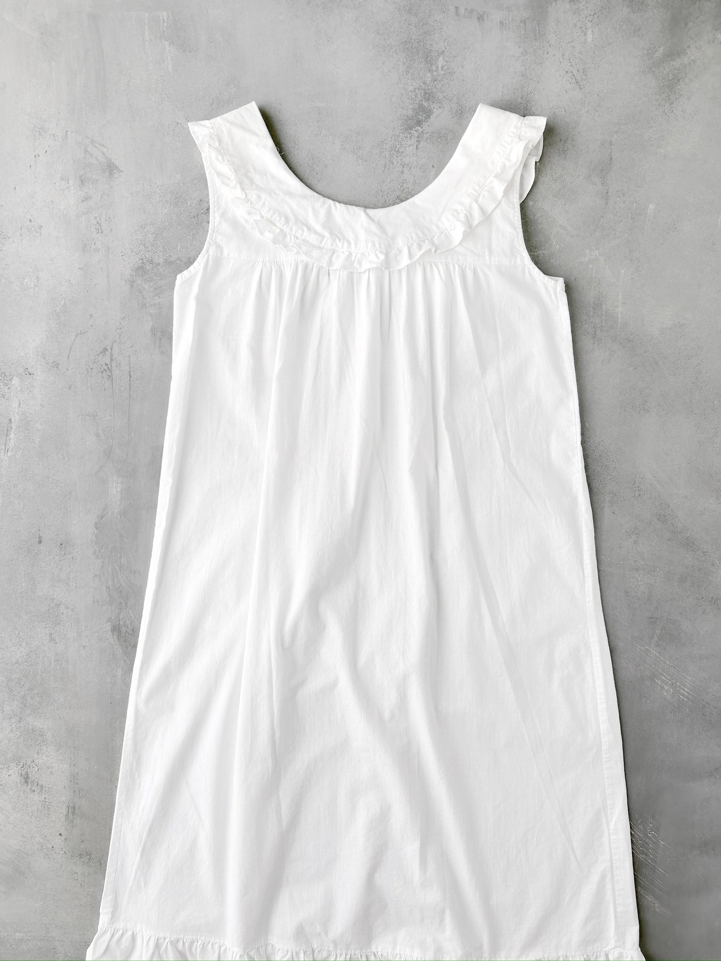 White Cotton Nightgown Dress 80's - Small / Medium