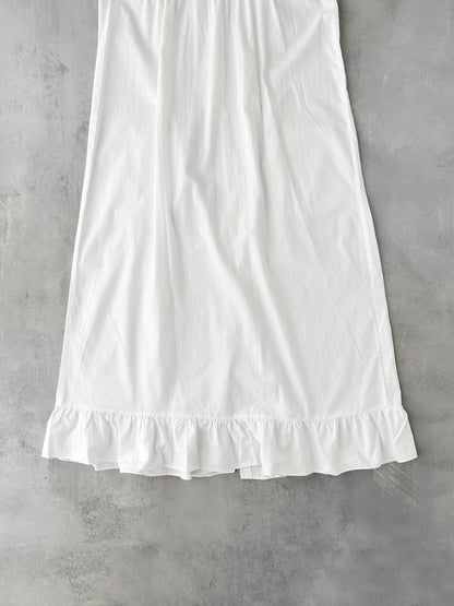 White Cotton Nightgown Dress 80's - Small / Medium