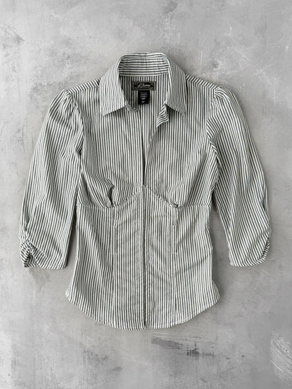 Guess Corset Collared Shirt 00's - Size 4 - 6