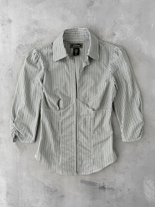 Guess Corset Collared Shirt 00's - Size 4 - 6