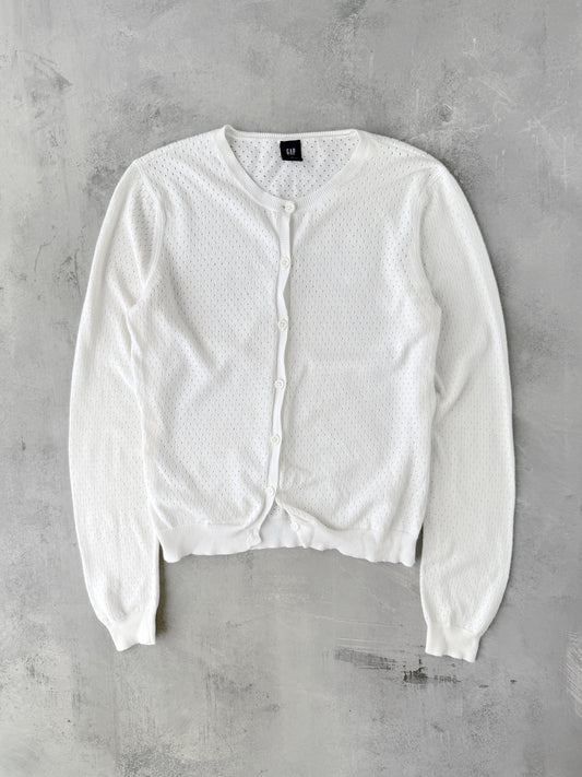 Textured White Cardigan '04 - Medium