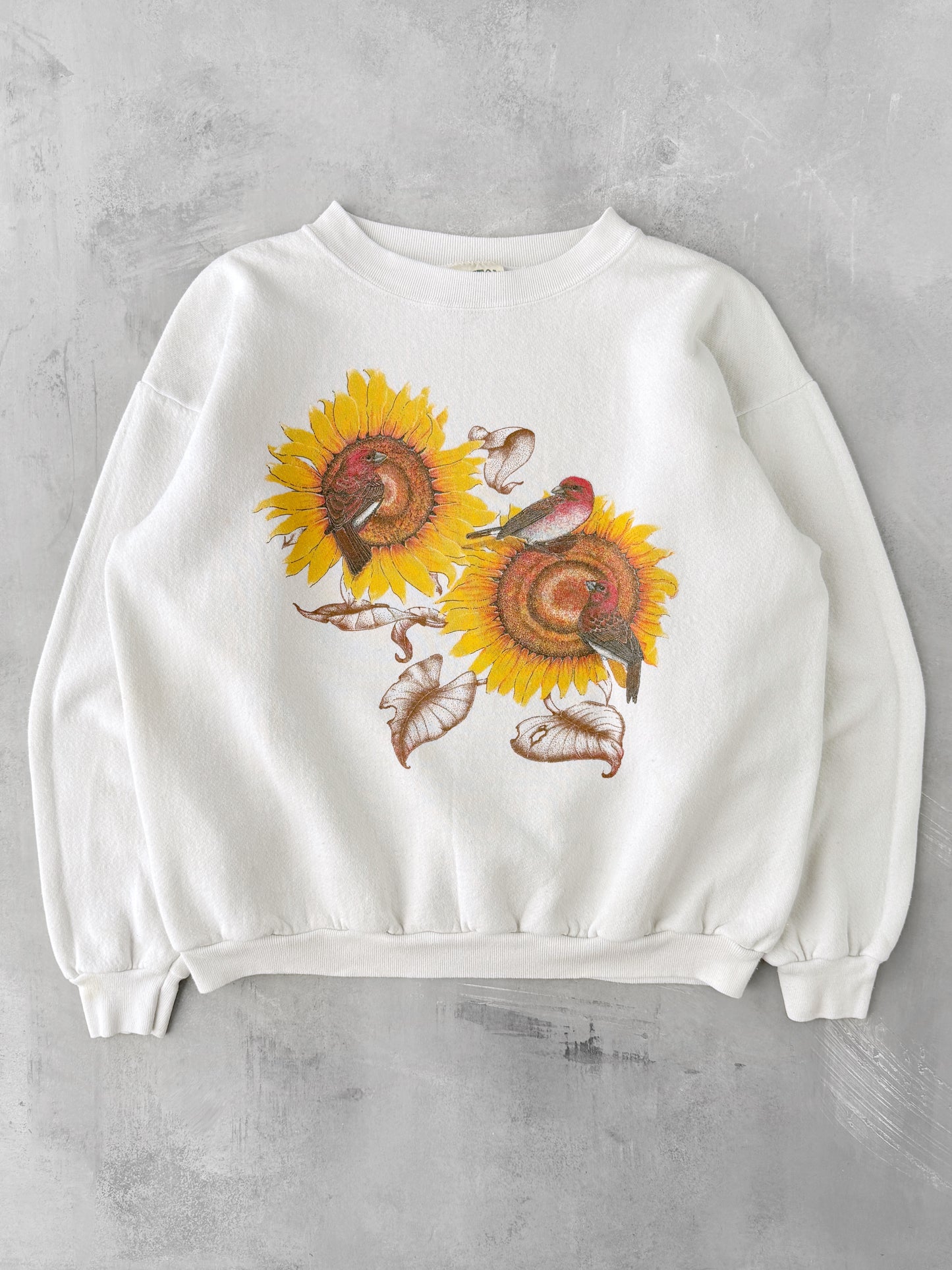 Sunflowers and Birds Sweatshirt 90's - Large