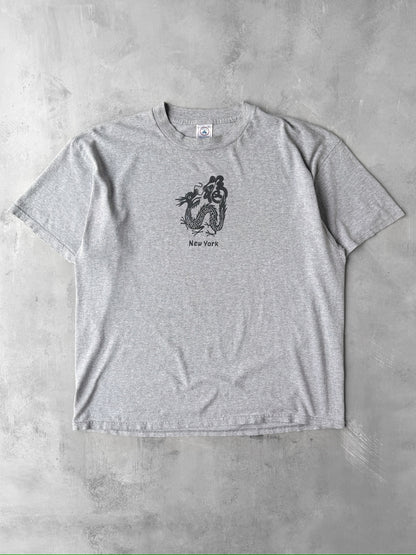 New York with Dragon T-Shirt Y2K - XL