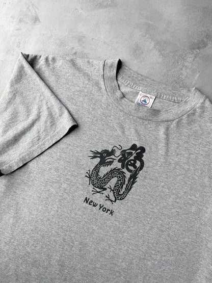 New York with Dragon T-Shirt Y2K - XL