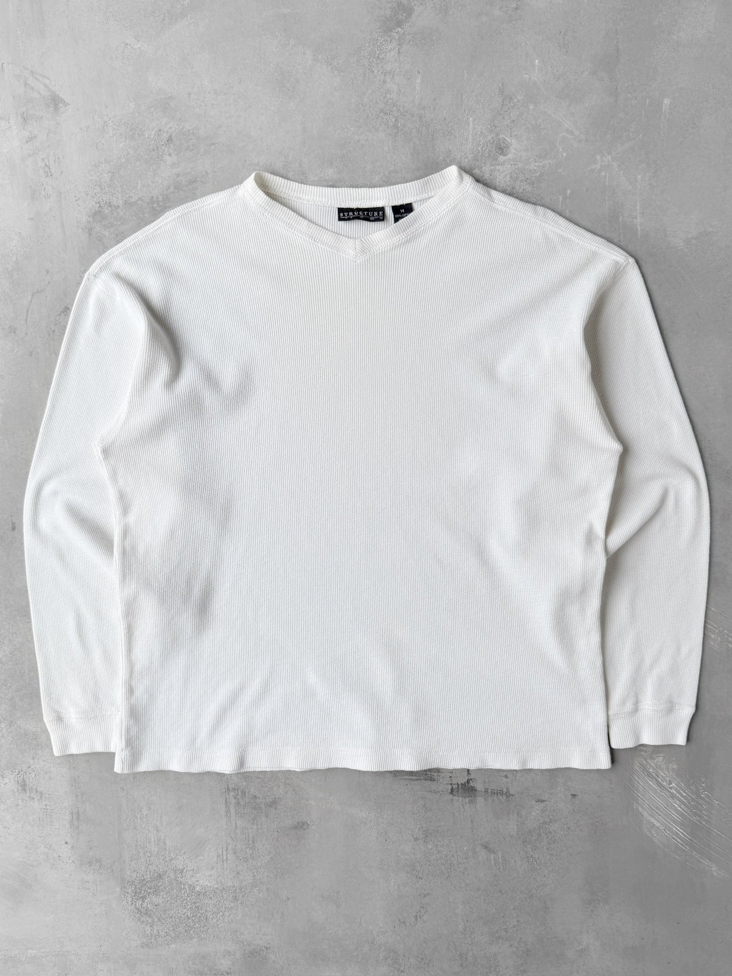 Waffle Knit Loose Top Y2K - Medium