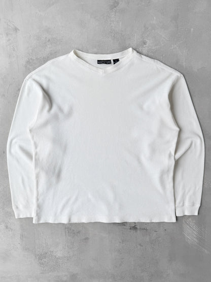 Waffle Knit Loose Top Y2K - Medium
