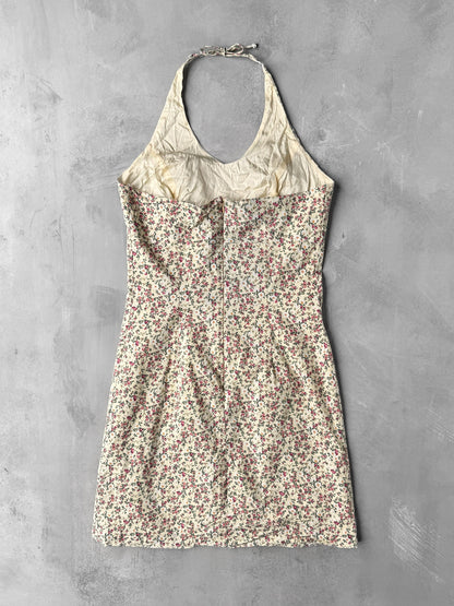 Floral Halter Dress 90's - Size 6-8