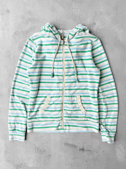 Striped Terry Cloth Hoodie Y2K - Small