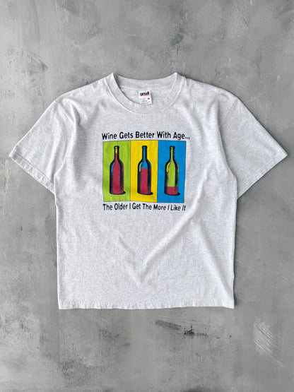 Wine Gets Better T-Shirt Y2K - Medium