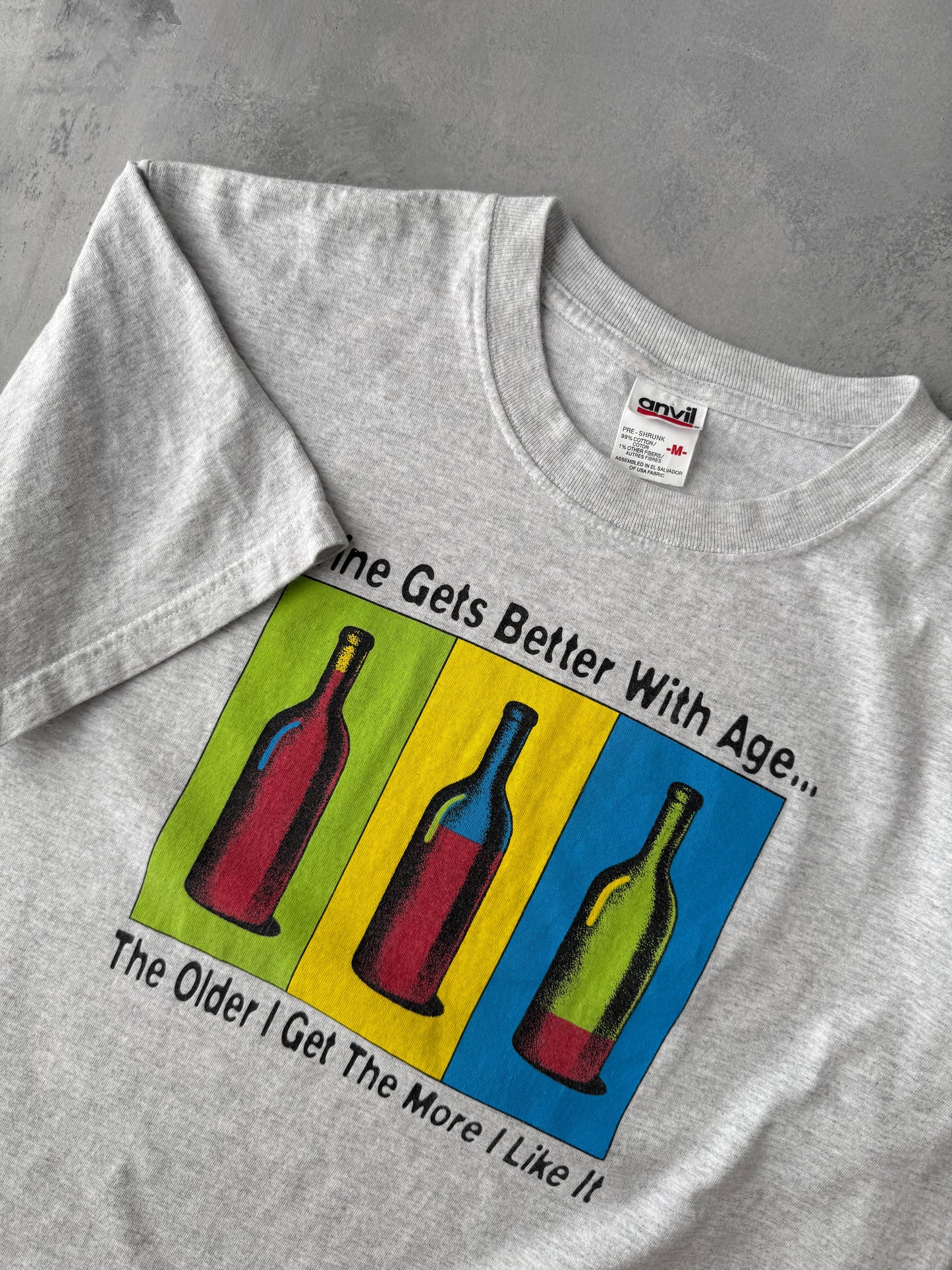 Wine Gets Better T-Shirt Y2K - Medium