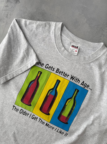 Wine Gets Better T-Shirt Y2K - Medium