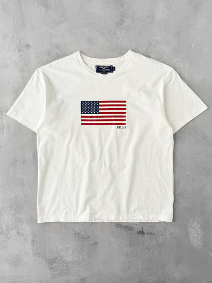 Polo Sport American Flag T-Shirt Y2K - Medium