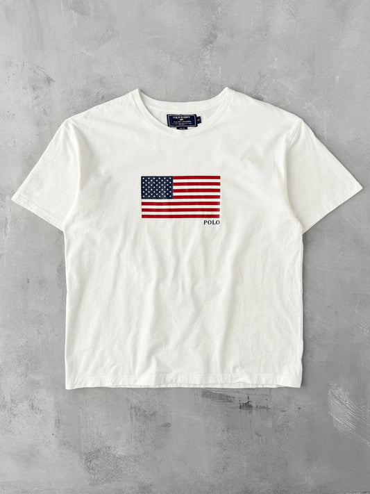 Polo Sport American Flag T-Shirt Y2K - Medium