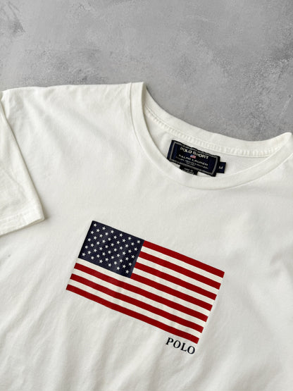 Polo Sport American Flag T-Shirt Y2K - Medium