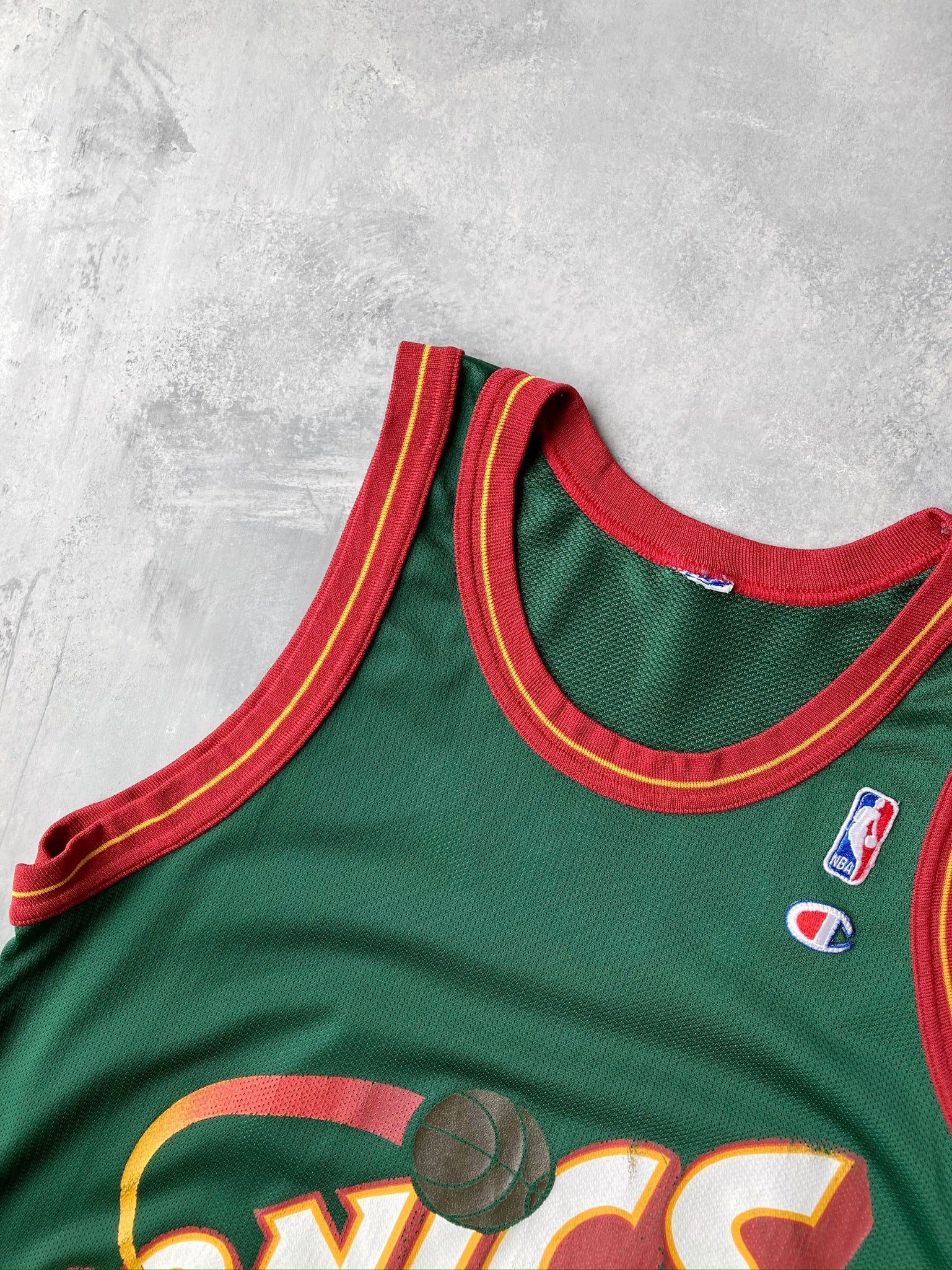 Shirts & Tops, Vintage Champion Nba Seattle Sonics Shawn Kemp 4 Basketball  Tank Top Jersey 90s