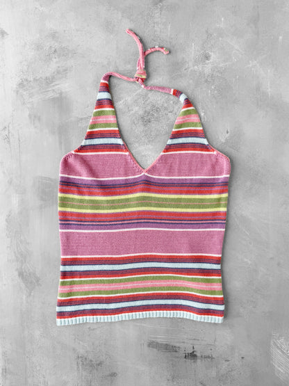 Striped Knit Halter Top 90's - Medium
