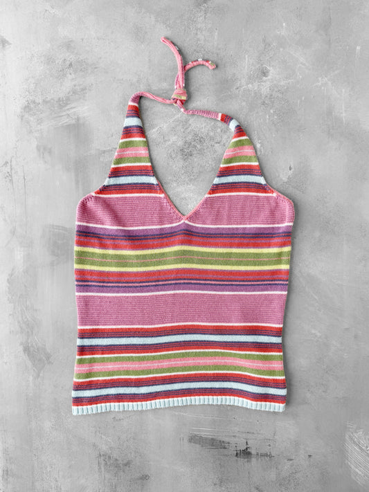 Striped Knit Halter Top 90's - Medium