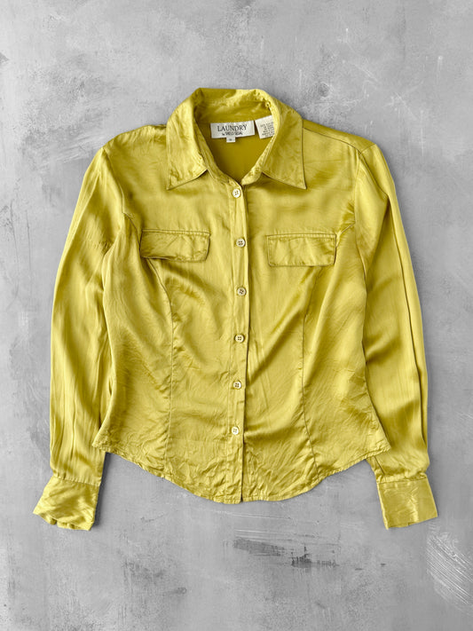 Silk Button Down Shirt 90's - Small