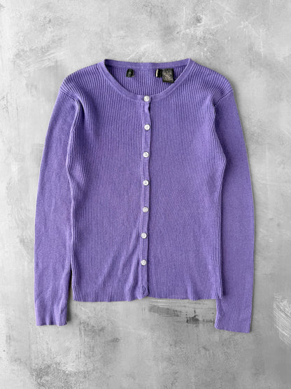 Ribbed Purple Cardigan Y2K - Small