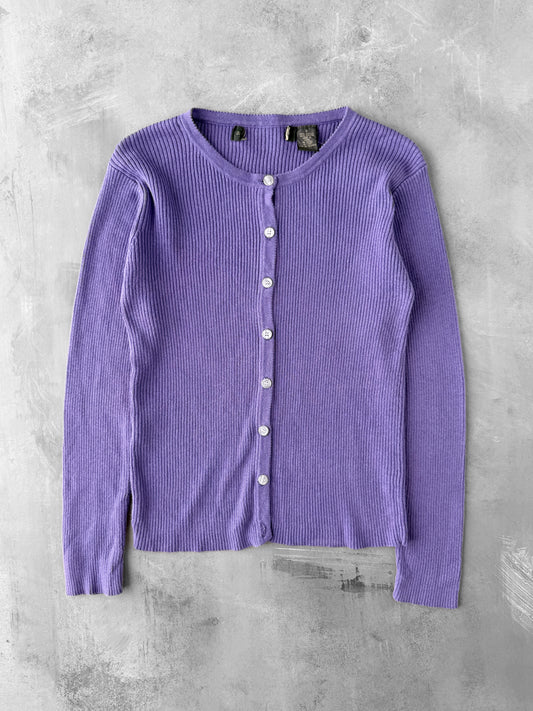 Ribbed Purple Cardigan Y2K - Small