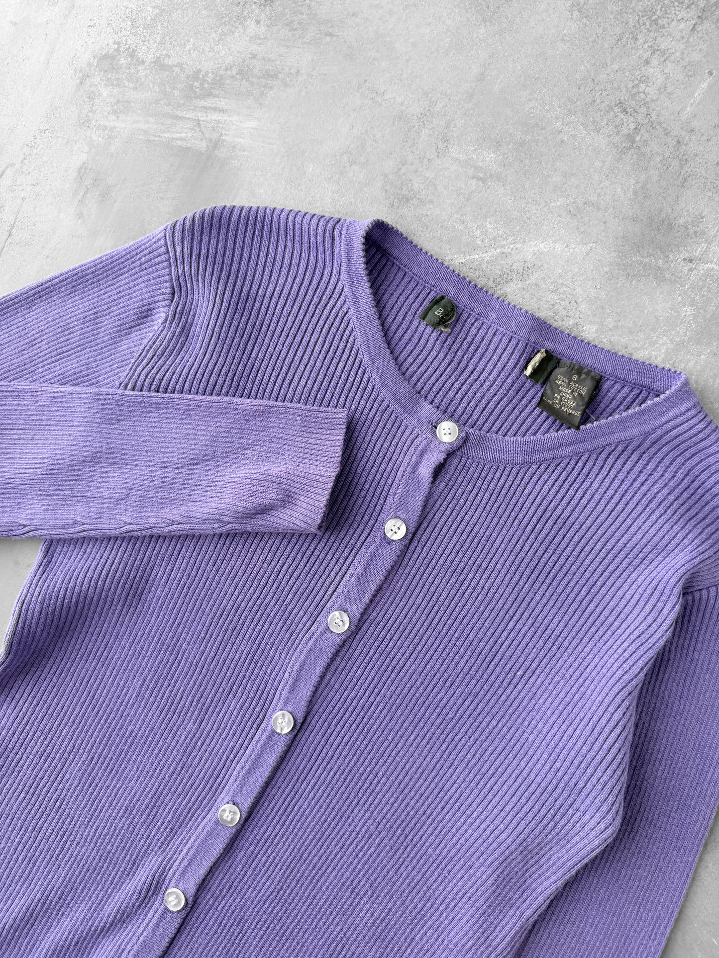 Ribbed Purple Cardigan Y2K - Small