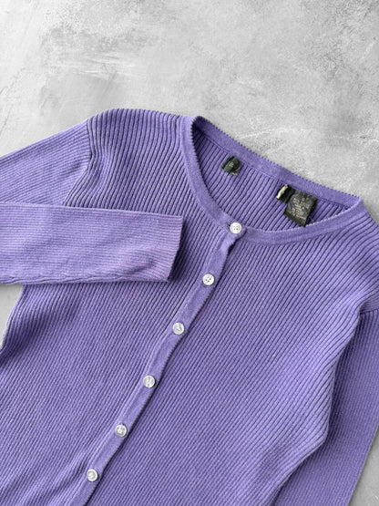 Ribbed Purple Cardigan Y2K - Small