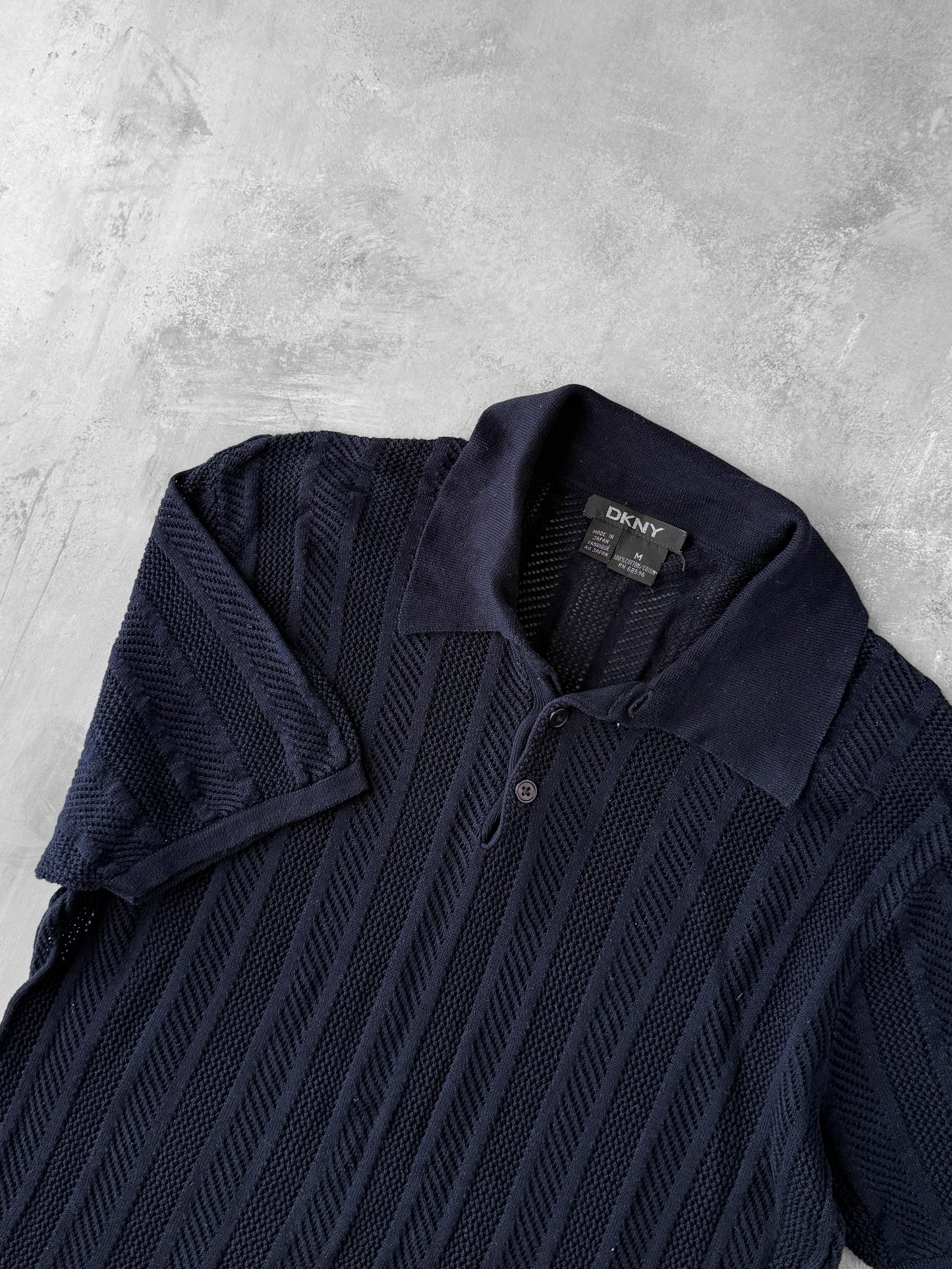 DKNY Open Weave Polo Shirt Y2K - Medium