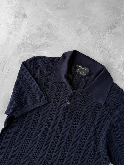DKNY Open Weave Polo Shirt Y2K - Medium