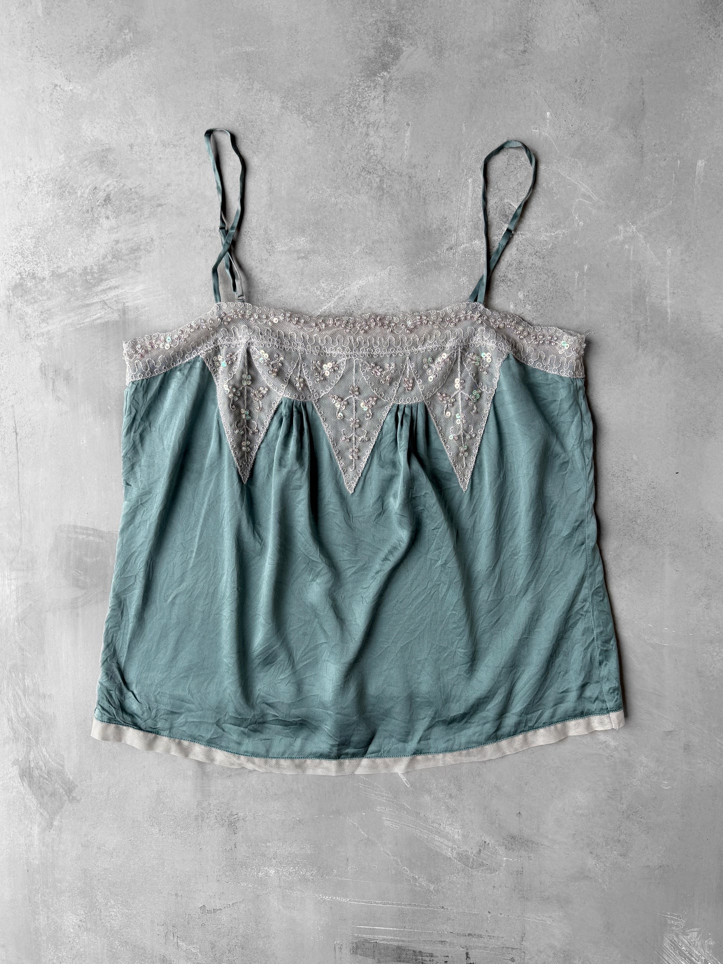 Embellished Silk Top Y2K - Medium