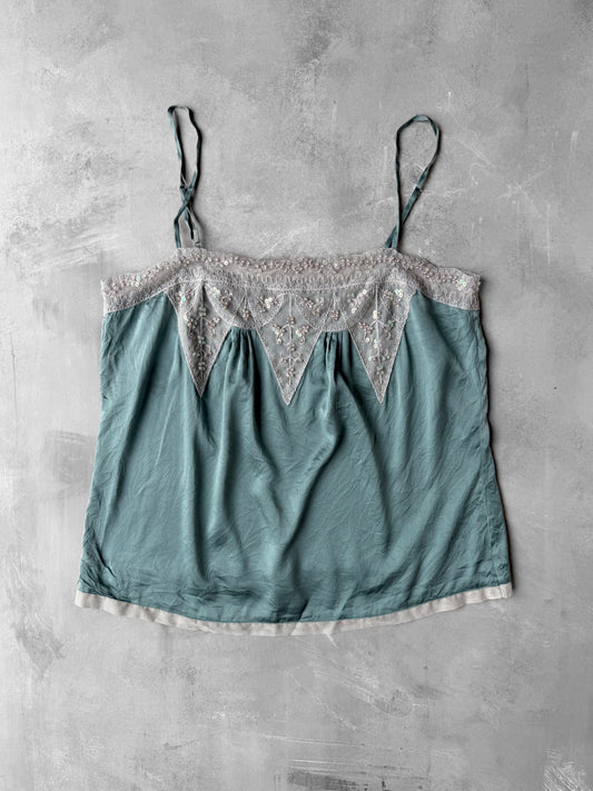 Embellished Silk Top Y2K - Medium