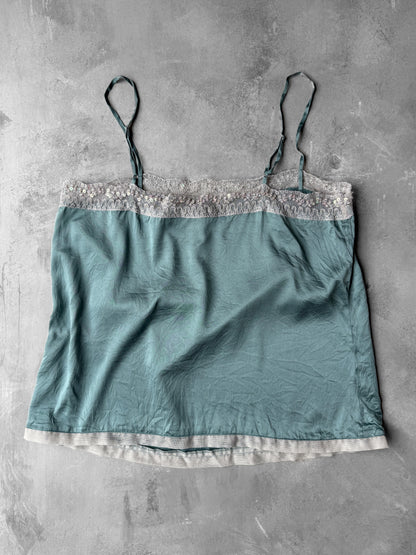 Embellished Silk Top Y2K - Medium