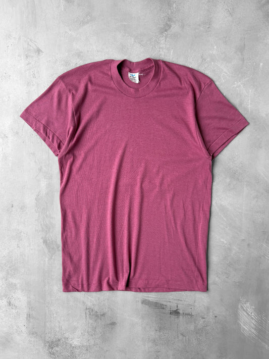 Mauve Cap Sleeve Blank T-Shirt 80's - Small