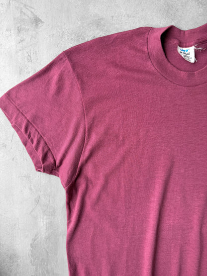 Mauve Cap Sleeve Blank T-Shirt 80's - Small