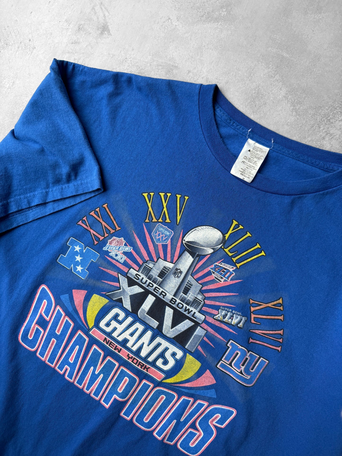 New York Giants Super Bowl Bootleg T-Shirt '12 - XXL