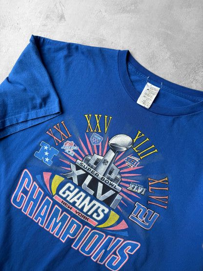 New York Giants Super Bowl Bootleg T-Shirt '12 - XXL