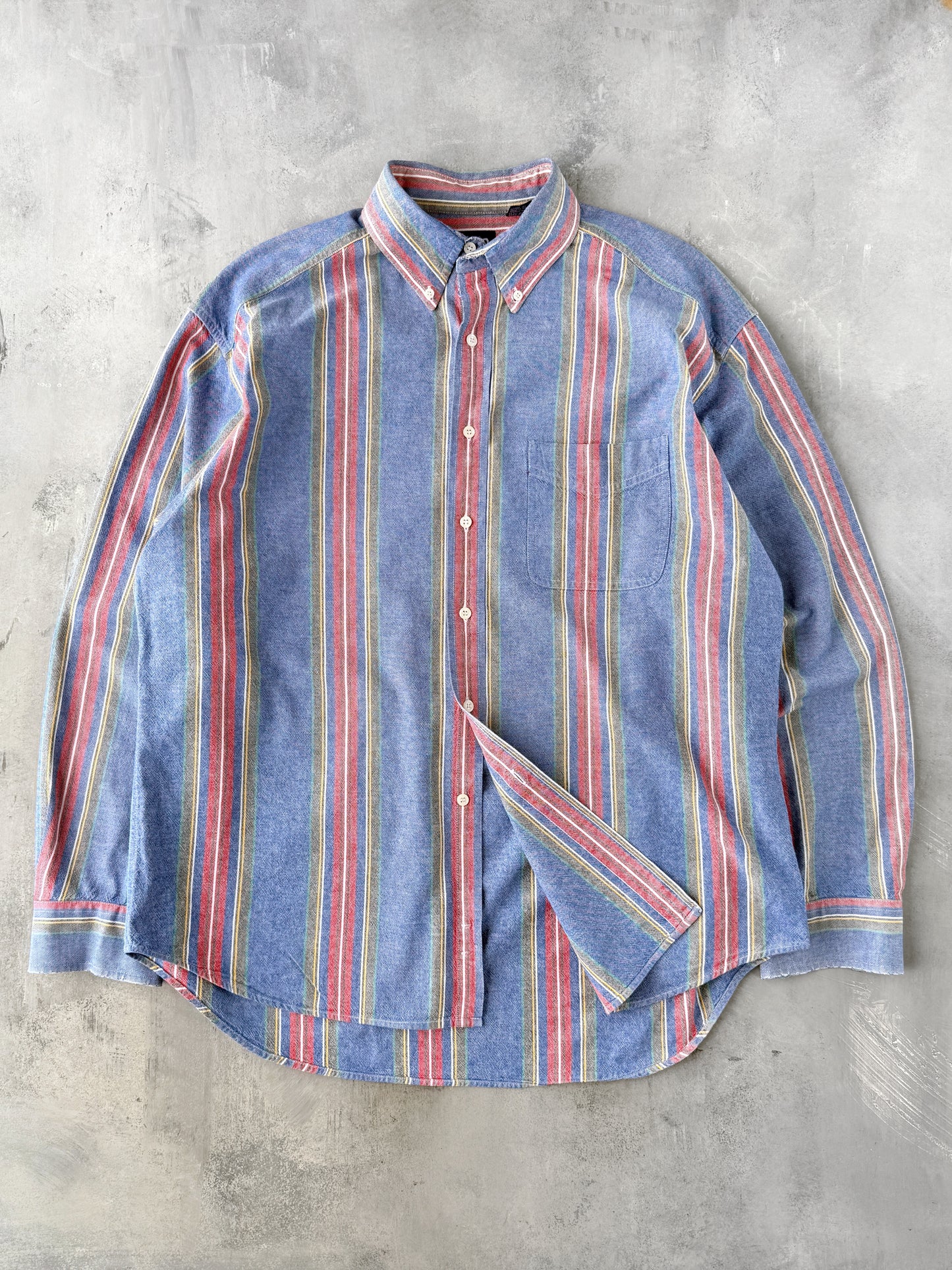 Gap Striped Cotton Button Up Shirt 90's - XL