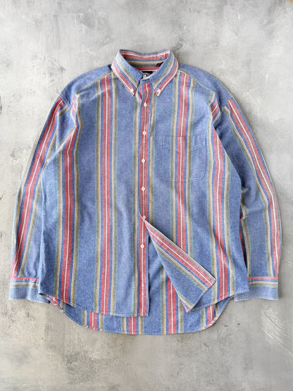 Gap Striped Cotton Button Up Shirt 90's - XL