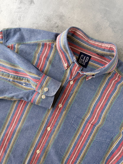 Gap Striped Cotton Button Up Shirt 90's - XL