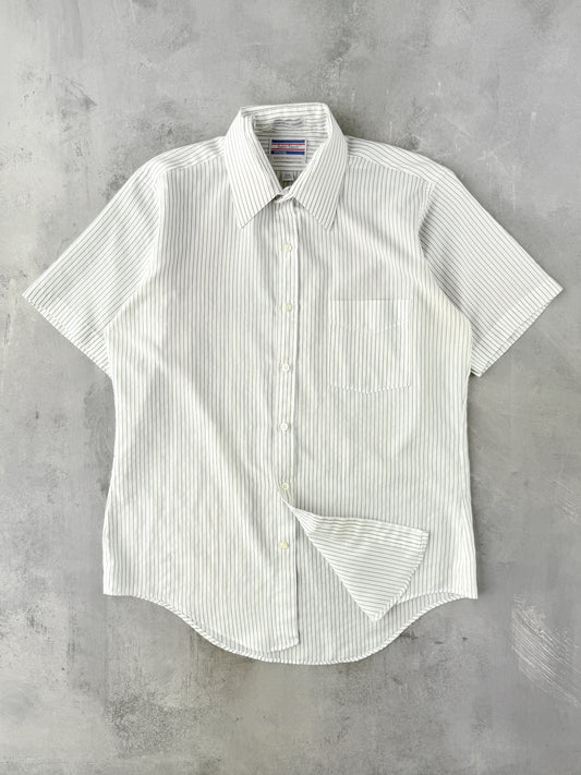 Pinstriped Short-Sleeved Button Down Shirt 80's - Medium/ Large