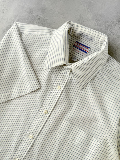 Pinstriped Short-Sleeved Button Down Shirt 80's - Medium/ Large